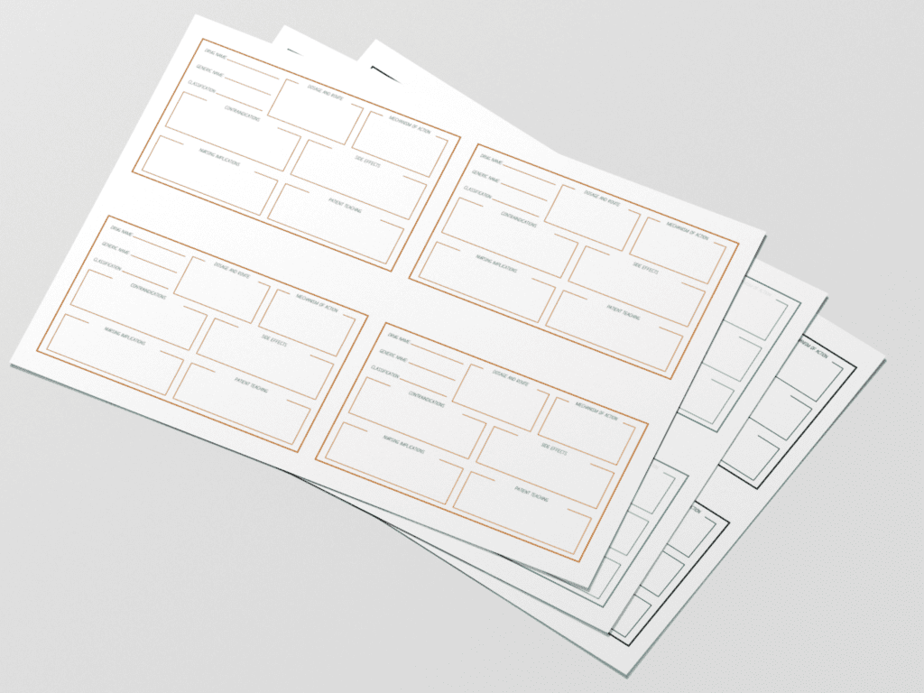 Nursing Pharmacology Drug Flashcards Template - Study In Nursing