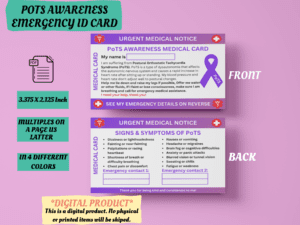PoTS Awareness Emergency Medical ID Card