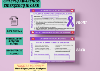 Epilepsy Awareness Emergency Medical ID Card