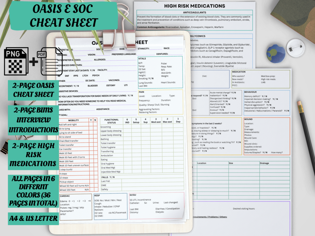 OASIS E Cheat Sheet Bundle - Study In Nursing