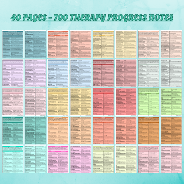 700 mental health therapy progress notes cheat sheets